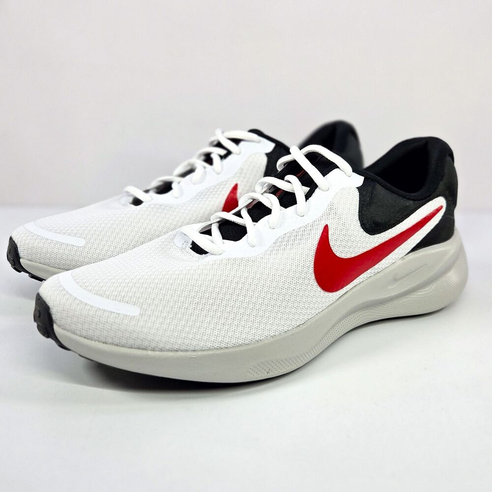 Nike Revolution 7 White Black Fire Red Men’s Size 11 FB2207-102 Brand New